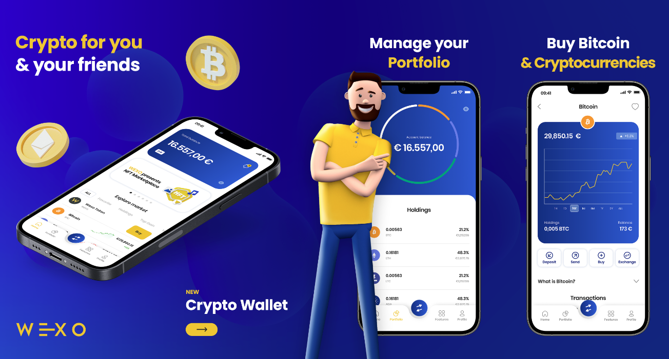 Wexo aplikácia na kryptomeny a bitcoin peňaženka